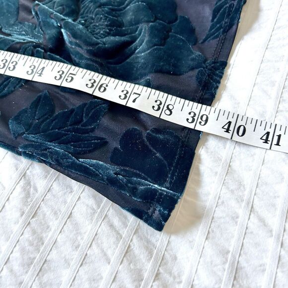 EUC Eva Rose Velvet Burnout Babydoll Dress Size M Dark Teal - Picture 12 of 16